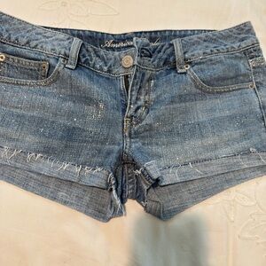 American Eagle Outfitters Blue Denim Shorts with glitter